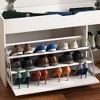 NicBex 39.76"/39.37" Shoe Rack Bench with Cushioned Seat,Entryway Bench with 3/4-Tier Flip-Up Drawers,Shoe Bench for Entrance,Hallway&Bedroom,White - 4 of 4