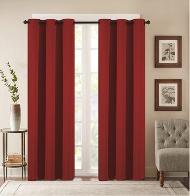 38" x 84" Solid Blackout Thermal Grommet Curtain Panels (Set of 2 Black)