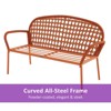 GRANDPATIO Vintage Orange Steel Bench With Fancy Rope, Olefin Cushion And Pillow - 3 of 4