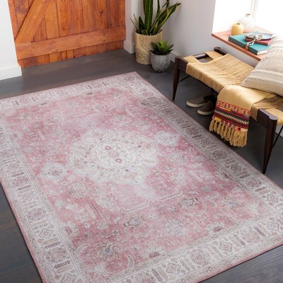 Loeswijk Pale Pink Wool Traditional 5' x 7'6" Area Rug