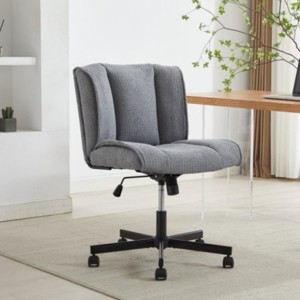 Armless Upholstered Desk Chairs With Wheels Office Chair,Adjustable Height Swivel Rocking Office Desk Chair,Vanity Chairs-Cuddlewood - 1 of 4