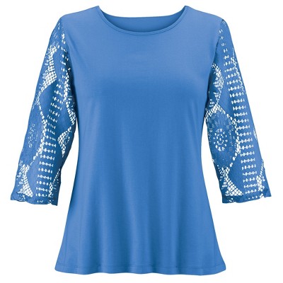 Collections Etc Lace Sleeved Top