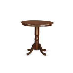 Counter Height Dining Set - 3 Piece Table & Chair Set - Round Pedestal Table - Mahogany Finish - 1 of 4