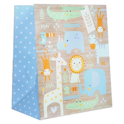 Xlarge Animals on Woodgrain Baby Shower Gift Bag - Spritz™