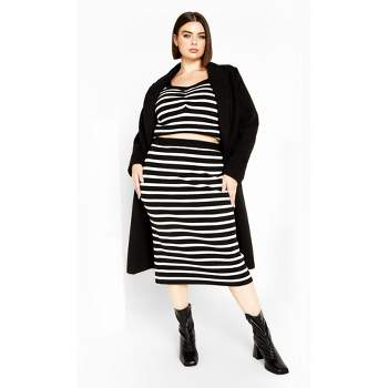Women's Plus Size Maddie Stripe Skirt - black white | CITY CHIC