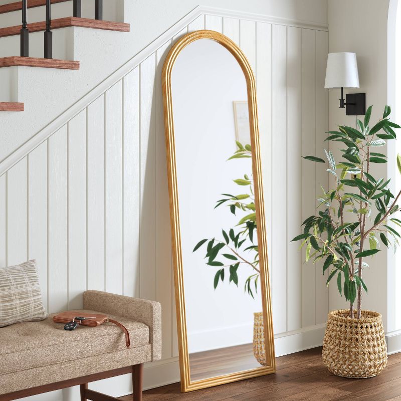 22&#34; x 65&#34; Fluted Arch Floor Mirror Light Natural - Threshold&#8482;, 3 of 6