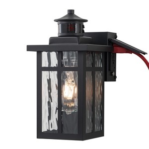 C Cattleya 11.75in Black Motion Sensor Dusk to Dawn Outdoor Wall Lantern with Water Glass and GFCI Outlet - 1 of 4