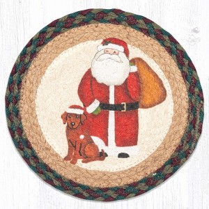 Earth Rugs Eco-Friendly Christmas Kitchen Decor – Santa Motif Jute Trivet - 1 of 3