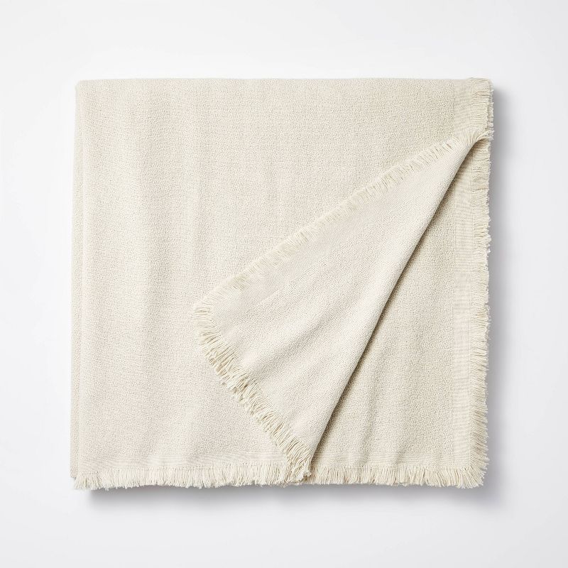 Twin/Twin XL 100% Cotton Bed Blanket Light Beige - Threshold&#8482; designed with Studio McGee, 1 of 4