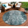 Teal Blue Gray And Charcoal Abstract Washable Indoor Outdoor Area Rug - 2 of 4