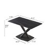 55" Modern Rectangular Dining Table for 6,Sintered Stone Top with Black Metal X-Leg Base-Maison Boucle - 4 of 4