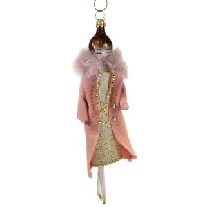 Italian Ornaments 7.0 Inch Amelie In Pink Coat Italian Fashion Lady Tree Ornaments - 1 of 4