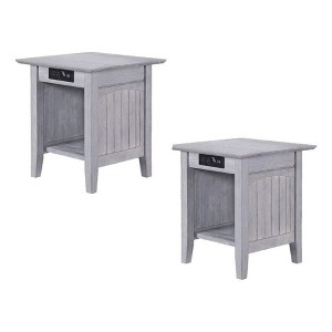 AFI Furnishings Nantucket End Table Set of 2 with Charger DW - 1 of 4