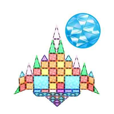 PICASSO-TILES 80pcs Magnetic Tiles Mini Magnet Tile, Educational Building  Blocks, STEM Toy Playset for Kids, Travel Size