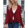 Coolmee Women Long Sleeve Peplum Cardigan Sweater Shawl Lapel Tie Front Sweater Outwear Coat - 2 of 4