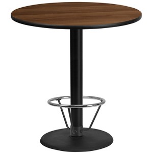Emma and Oliver 42"RD Walnut Laminate Bar Table Top-24"RD Base/Foot Ring - 1 of 1