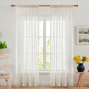 Deconovo Linen Sheer Rod Pocket Curtains (2 Panels, Light Filtering) - 1 of 4