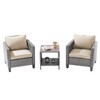 Sonkuki 3-Piece Patio Sofa Set Wicker Furniture Set Brown/Gray Rattan with Side Table - 2 of 4