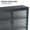 Retro Wall Cabinet with Double Glass Door, 3-Tier Storage, Detachable Shelves Haze Wall Locker,27.6in Storage Cabinet - 3 of 4