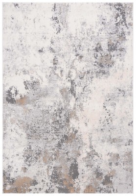 Lagoon Ivory and Grey Abstract Hand-knotted Synthetic Rug