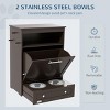 INFURNIC Pet Bowl Feeder Station with Storage Cabinet Raised Bowls Hanger for Pet Supplies and Food, Brown, 24"*14"*32.25" - 2 of 4