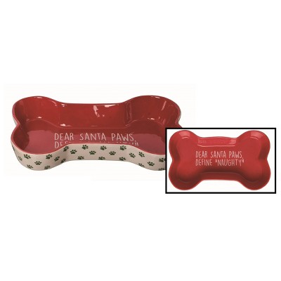 Transpac Ceramic Green Christmas Holiday Pet Bowl