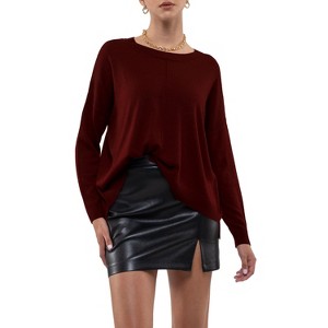 August Sky Women's Rib Lightweight Pullover Sweater - 1 of 4