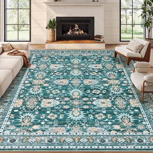 Area Rug for Living Room, Washable Vintage Printed Soft Rugs, Non Slip Low Pile Carpet for Bedroom, Dining Room, Living Room - 1 of 4