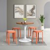 LeisureMod Tresse Stackable Dining Stool – Mid-Century Modern Round Backless Wicker-Top Seat Indoor Outdoor Use for Kitchen, Patio, Garden Set of 2 - 3 of 4