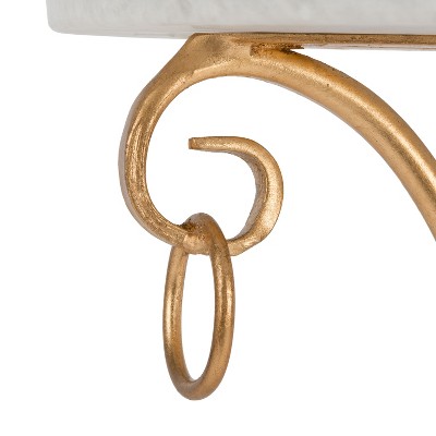 Venetian White Marble and Gold Metal Round Occasional Table