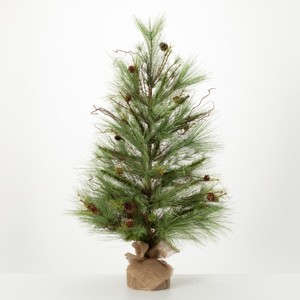3' Sullivans Pine Tree With Curling Willow, Green - 1 of 3