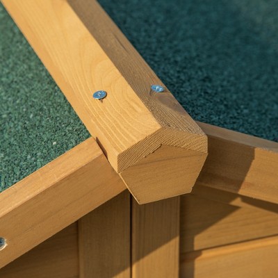 Medium Natural Wood Duplex Dog House with Porch