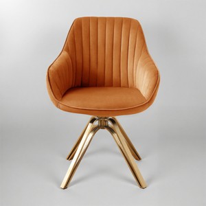 Art Leon Comfortable Velvet Swivel Accent Armchair with Golden Legs - 1 of 4