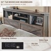 SinCiDo Farmhouse Full Size Bed Frame, w/52" Tall Storage Bookcase Headboard，Charging Station&LED Light, Drawers, No Box Spring Needed, Noiseless - 4 of 4