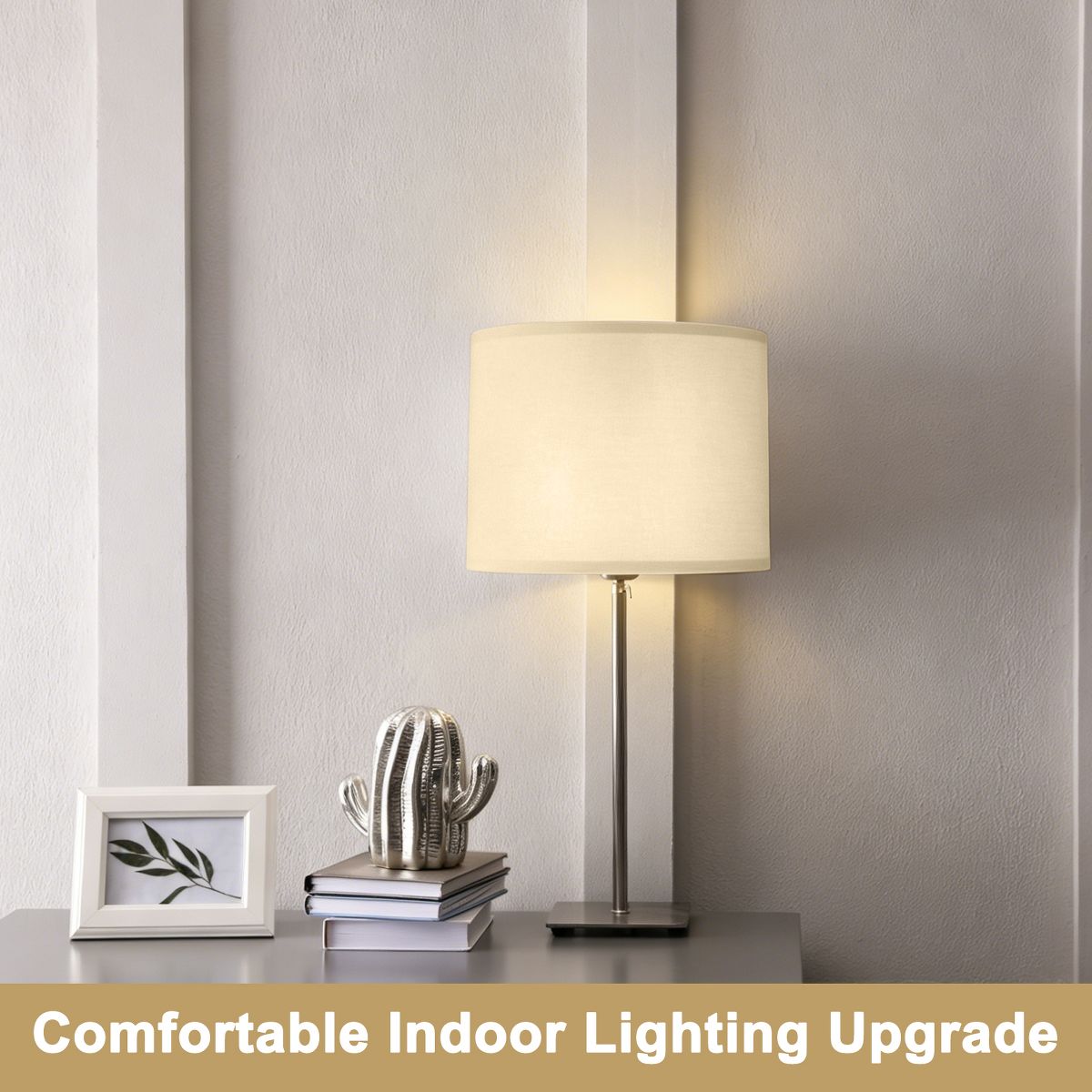Unique Bargains Natural Polystyrene Drum Hard-back Lampshade 13" Top x 13" Bottom x 10" High 1 Pc - thumbnail 5
