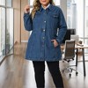 Women's Plus Size Buttons Long Sleeve Jean Jackets with Pocket - Agnes Orinda - 2 of 4