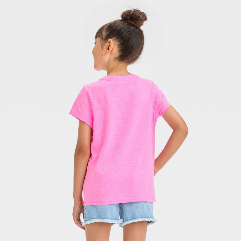 Girls' Short Sleeve 'Hearts' Graphic T-Shirt - Cat & Jack™ Neon Pink, 4 of 5