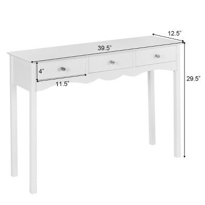 White MDF Console Table with Storage Drawers