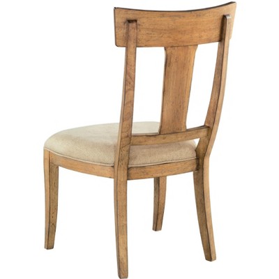 Elegant Brown Linen & Wood Upholstered Side Chair