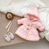 MyKids-Usa Arrival Baby Kids Girls Solid Color Single Breasted Hooded Thick Fleece-inside Coat - 2 of 4
