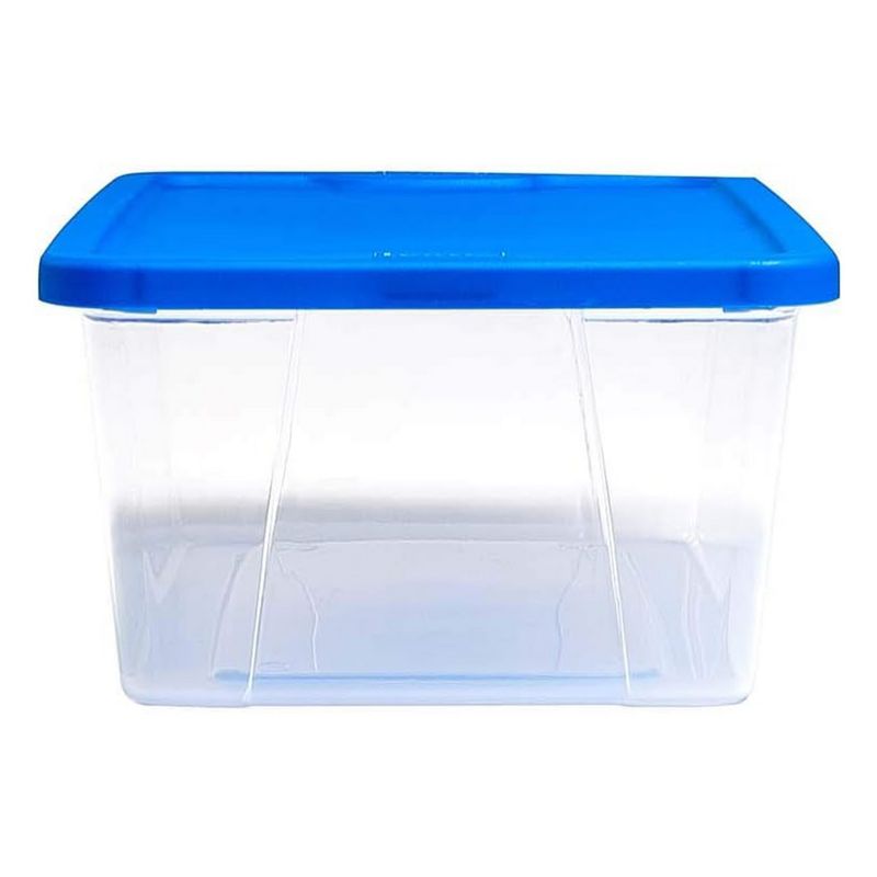 Homz Snaplock 6-Quart Plastic Multipurpose Stackable Storage Container Bins with Blue Latching Lid for Home and Office Organization, Clear (10 Pack), 3 of 7