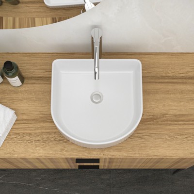 ONWITH 15.69"x13.69" White Ceramic Vessel Bathroom Sink