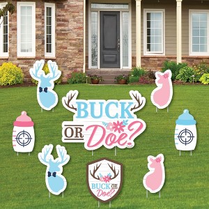 Big Dot of Happiness Buck or Doe - Yard Sign and Outdoor Lawn Decorations - Hunting Gender Reveal Party Yard Signs - Set of 8 - 1 of 4
