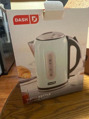 DASH DEK001AQ Electric Kettle + Water Heater with Rapid Boil, Cool Touch  Handle, Cordless Carafe, No Drip Spout + Auto Shut Off For Coffee, Tea
