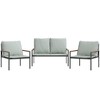 vidaXL 3 Piece Patio Lounge Set with Cushions Anthracite Steel - 2 of 4