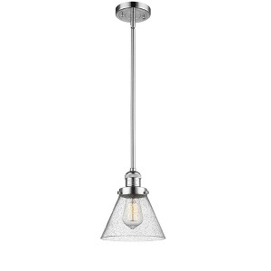 Cone - 1 Light Stem Hung Mini Pendant In Industrial Style-10 Inches Tall and 8 Inches Wide - 1 of 1