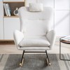 35.5 in. Soft Teddy Fabric Rocking Chair with Pocket for Living Room Bedroom - 3 of 4