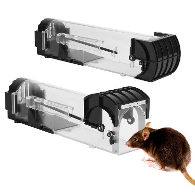 iMountek"2Pcs Humane Live Mouse Trap - Reusable, Safe Rat Cage for Family, Kids & Pets - Easy Setup"Black&Transparent