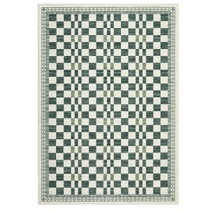 Machine Washable Area Rug for Living Room Geometric Printed Floor Cover Non Slip Checkered Rugs Stain Resistant Low Pile Carpet for Bedroom Kitchen - 1 of 4