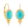 Ross-Simons Turquoise Rope-Edge Earrings in 14kt Yellow Gold - 3 of 4